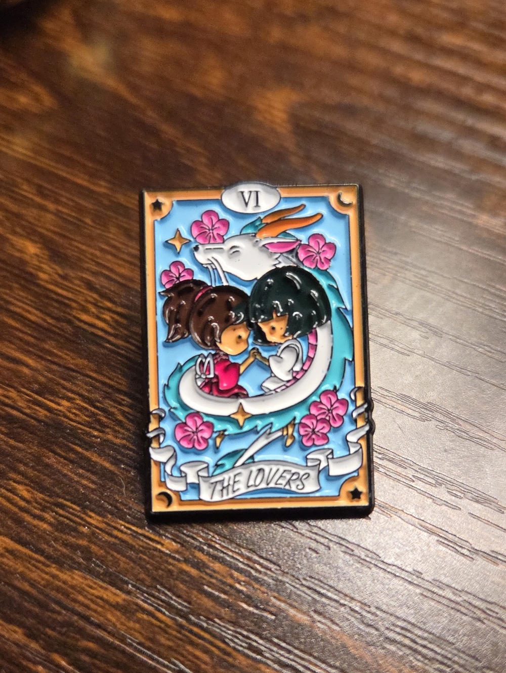 The Lovers Enamel Pin - Blue, Pink, Black